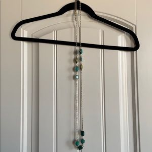 Long blue and green necklace